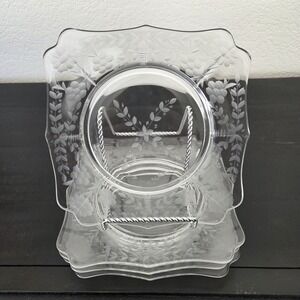Set Of 4 Vintage Rock Sharpe Spode Square "Anniversary" Salad/Dessert Plates 7"